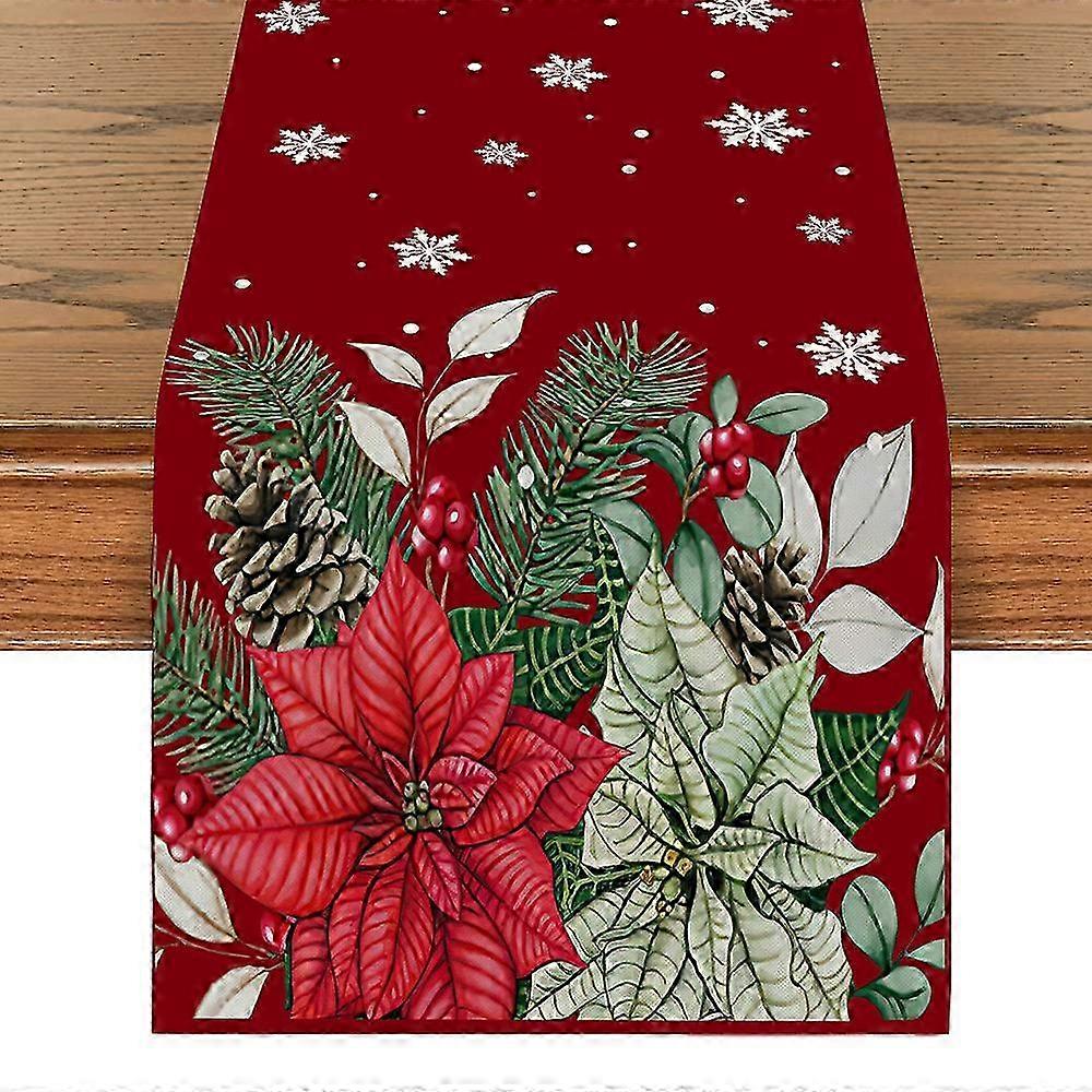 Linen Snowman Design Holiday Dining Table Runner for Festive Occasions