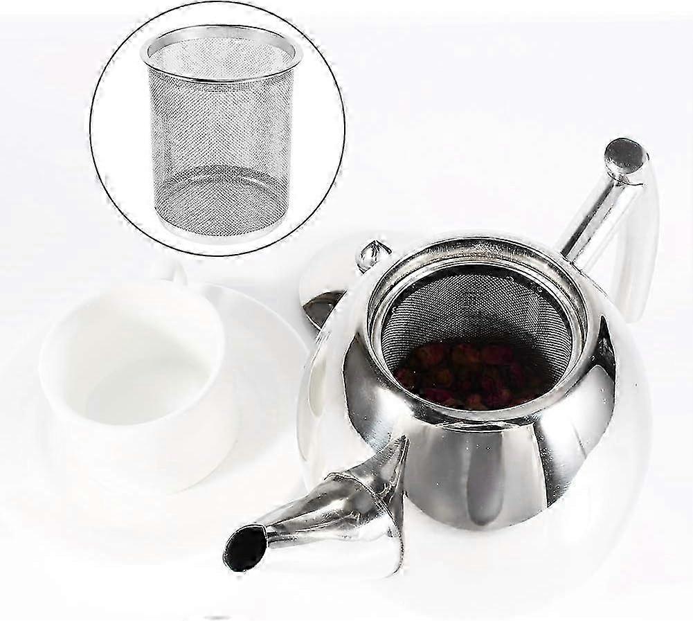 1000ML Durable Stainless Steel Teapot Large Capacity Flat Bottom Coffee Tea Water Container with Filter