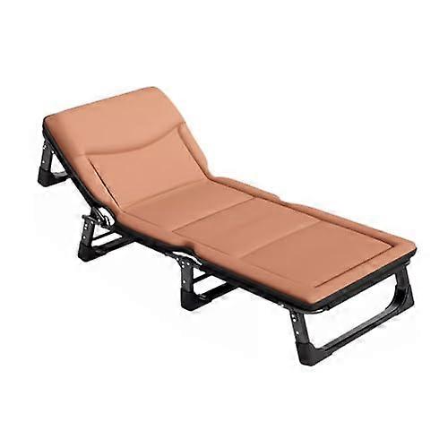 Portable Folding Bed, Camping Beds, Folding Bed with Mattress, 4Way Adjustable Backrest (Brown, 192*70*28cm)