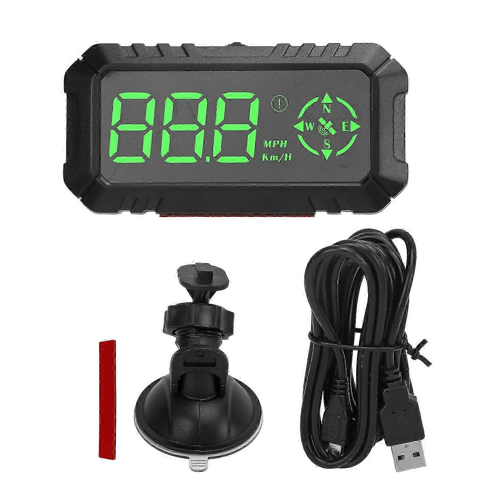 3in Car Dashboard GPS Speedometer HUD Display Compass KM/H MPH Switching Overspeed Fatigue Alarm for SUV Truck