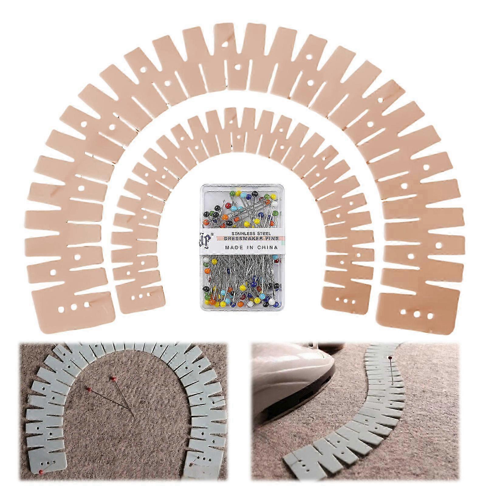 2 Piece Flexible Silicone Hemming Set For Seamlessly Sewing Projects Heat Resistant Ruler With Antislip Measurement Hole  Pink Color Edition 0701