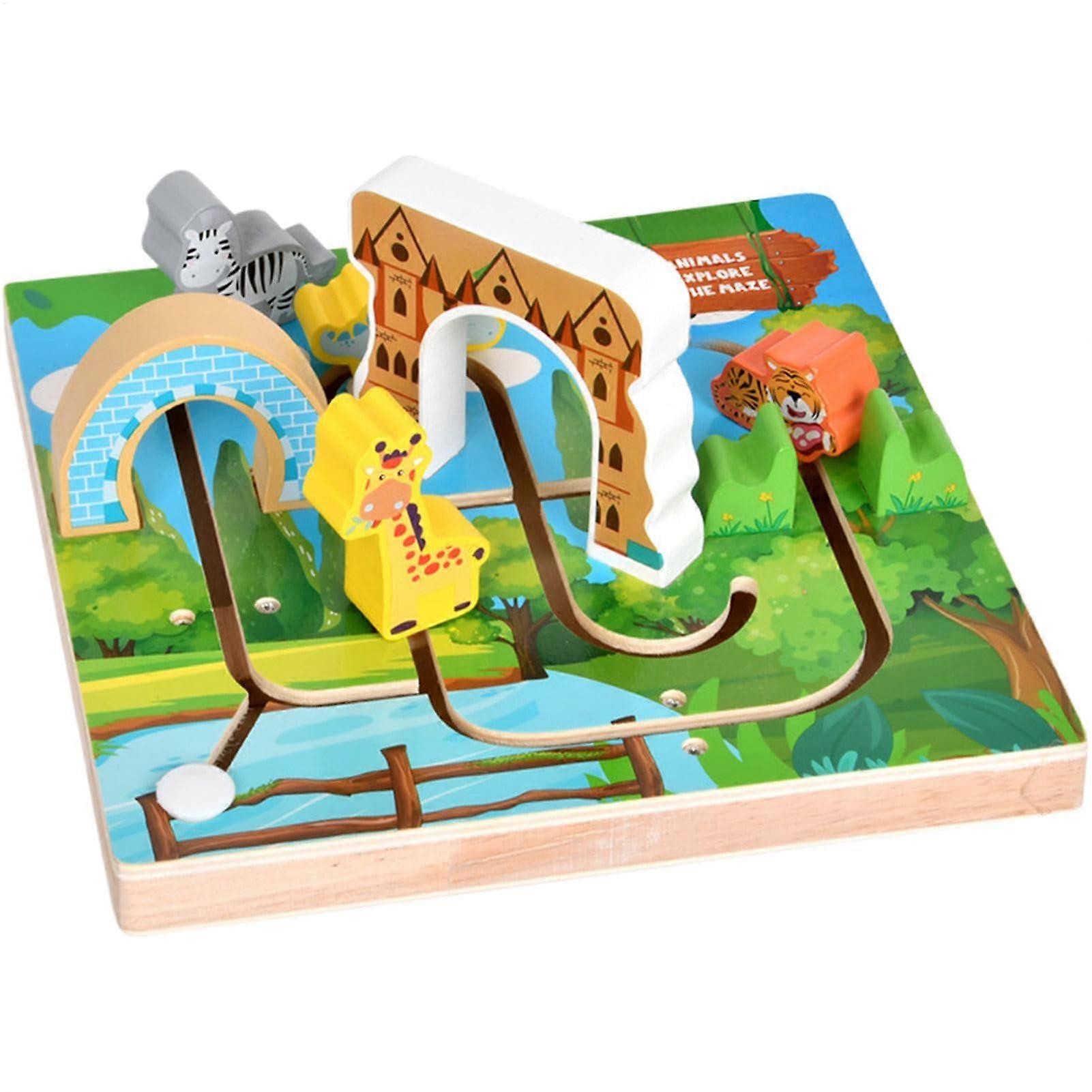 Wooden Maze Toy For Preschool Activity Toy, Animal Maze Game, Sliding Mazes Board, Educational Logic Learning Toy