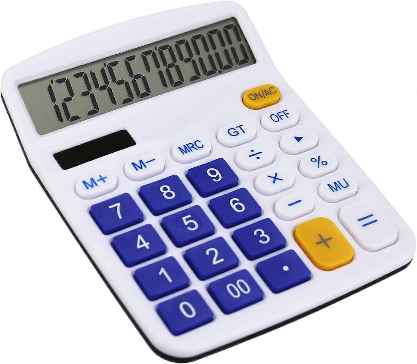 Desktop Calculator, 12-Digit Battery-Powered Basic Office Calculator with Large LCD Screen and Large Sensitive Buttons (Blue)