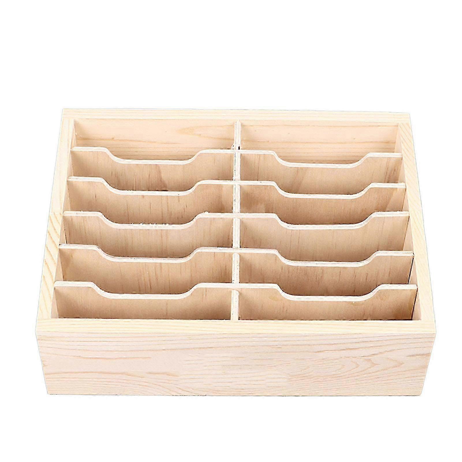 Wooden Cell Phone Storage Box with 12 Compartments for Home and Classroom Use