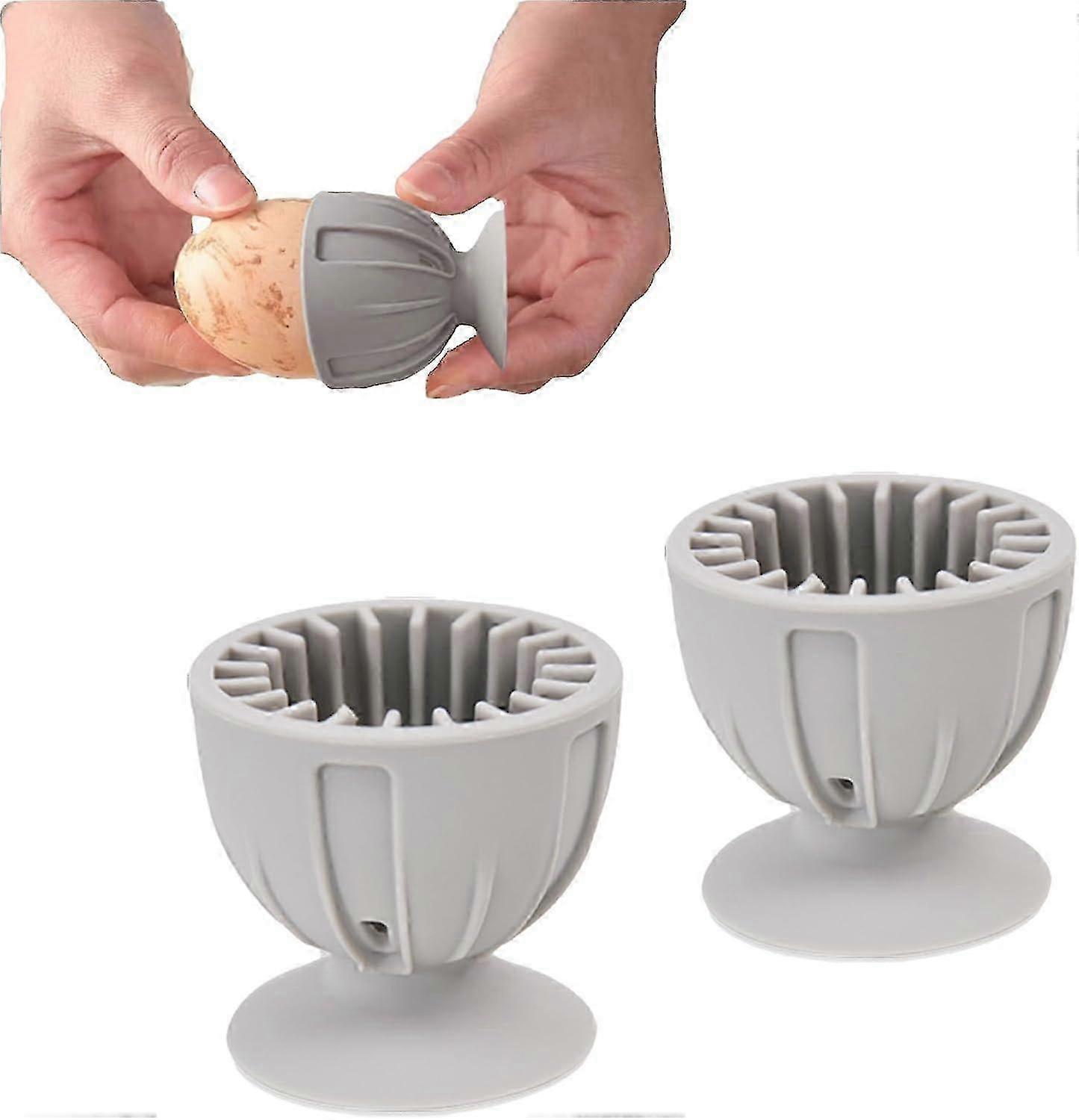 2PCS Silicone Egg Scrubber - Reusable Egg Cleaning Brush - Easy Wash Kitchen Tool (Gray)