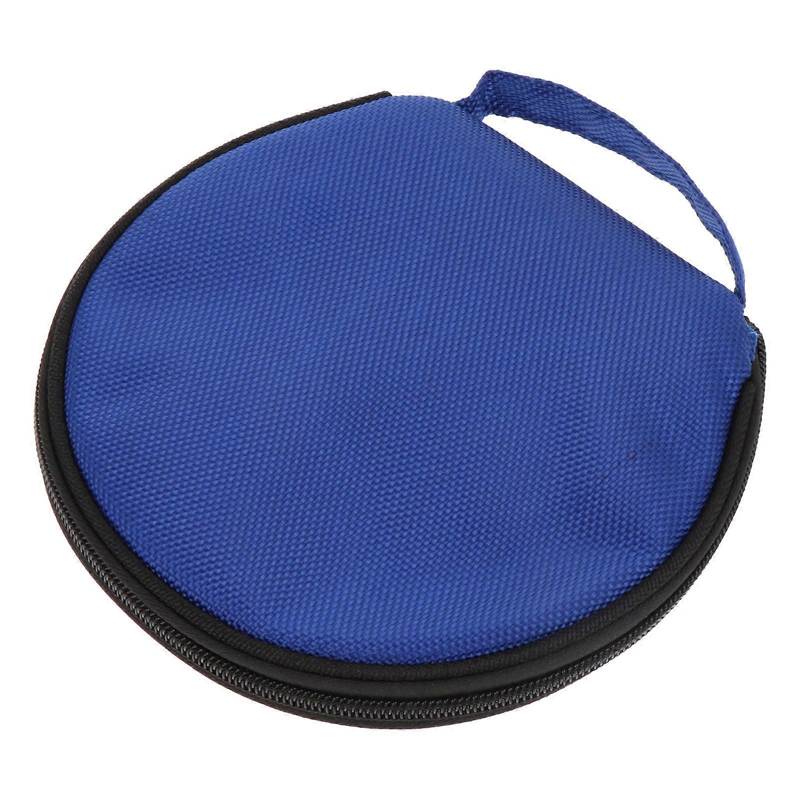 Portable CD Storage Case with Zipper Closure for 20 Discs in Blue Fabric