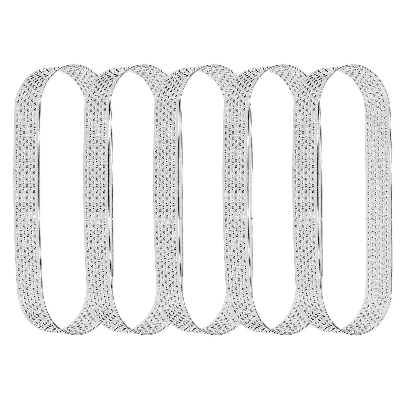 6pcs Oval Tart Ring Perforated Stainless Steel Cake Molds for Home Baking – Ideal for Tarts, Mousses, and Cheesecakes, Essential Baking Tool for