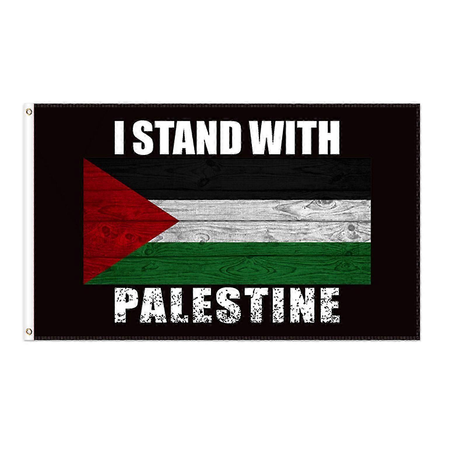 أقف مع علم فلسطين ، علم فلسطين الحر فلسطين 3x5 قدم ، علم بوليستر فلسطيني مع حلقات نحاسية زخرفة خارجية داخلية