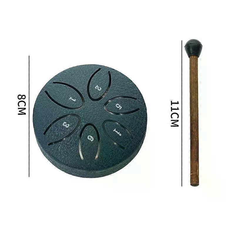 Stand 3 Inches 6 Tones Steel Tongue Drum Outdoors Rain Drum Instrument Mini Hand Drum Ethereal Drum Sticks Percussion Drum Accessories