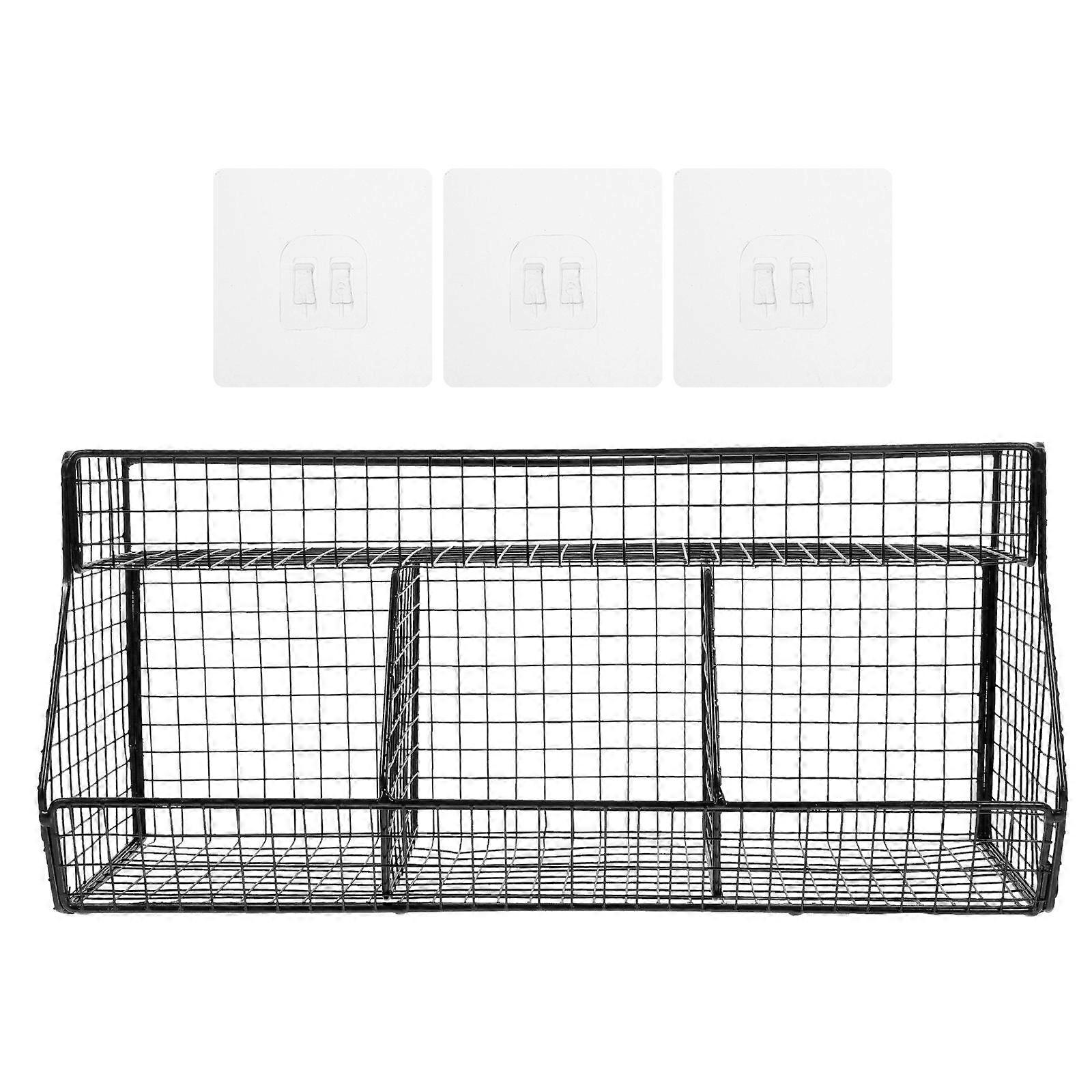 Wall Mounted Metal Wire Basket for Fruits, Vegetables & Spices – Space Saving Kitchen Storage Rack with Stylish Design for Vertical Organization and