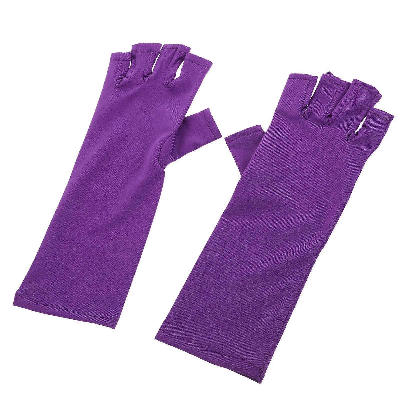 Green Fingerless Manicure Gloves for Home Use Made of Polyester Protect Hands from UV Rays During Nail Art Designs