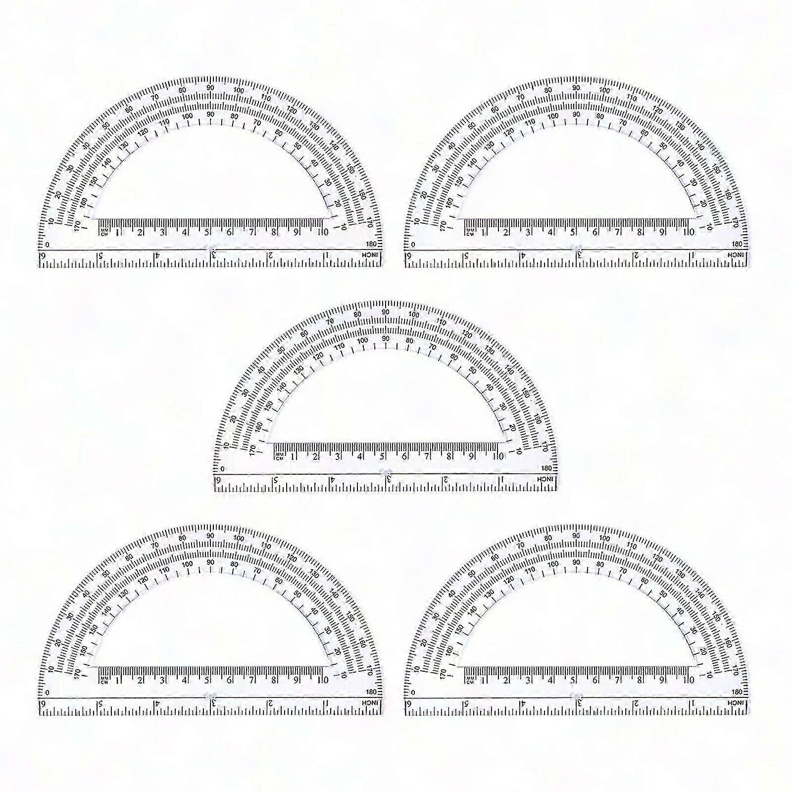5x Protractors 180 Degree Clear for Students