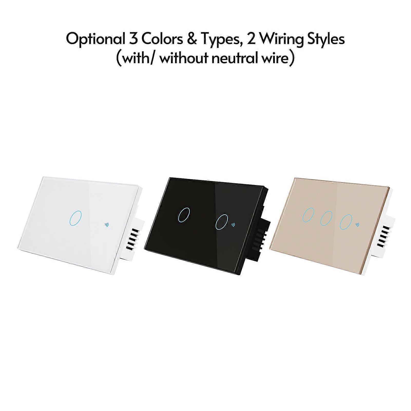 Wi-Fi Smart Light Switch Voice Remote Control, RF433, Touch Control Compatible with Alexa Home Schedule, Timer, Countdown No Neutral & Hub Required