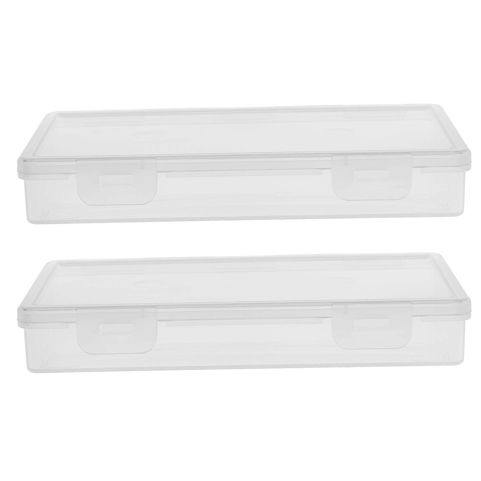 Clear Storage Box Cards Organizer for Storage 2Pcs Transparent Plastic Boxes