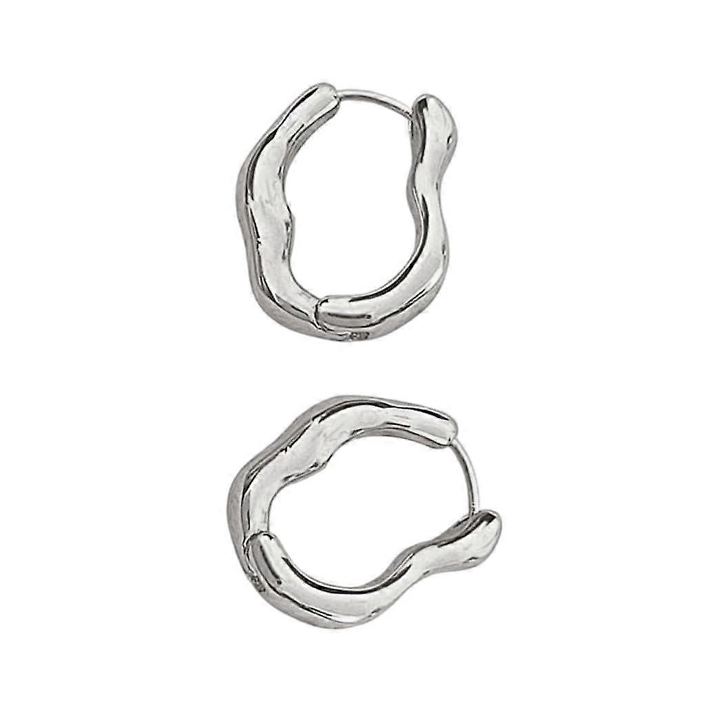 Geometric Alloy Ear Clips Silver, Simple Fashion Earrings for Daily Commuting and Formal Events