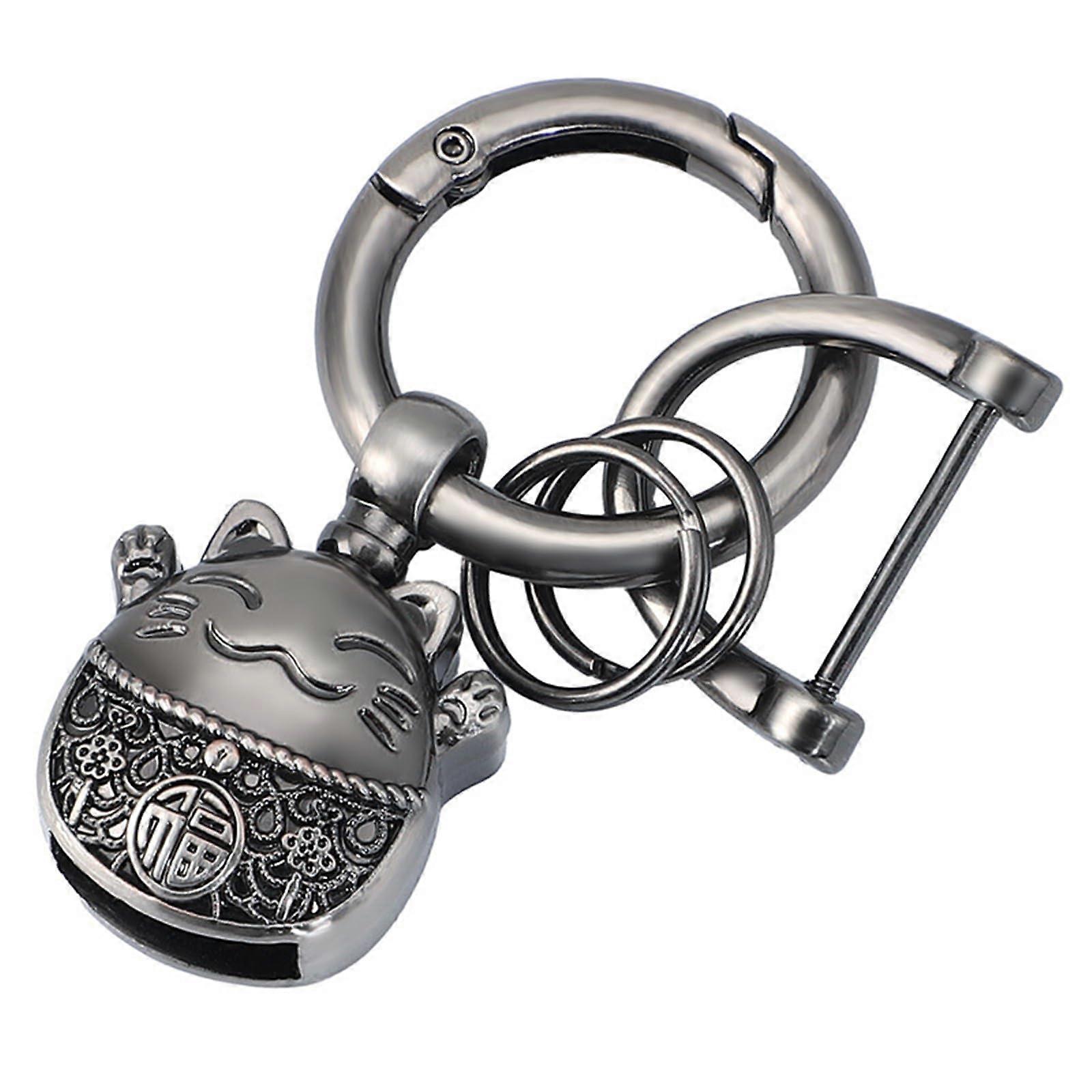 Happy Cat Braided Rope Keychain Car Motorcycle Key Chain Ring Pair Multicolor Optional