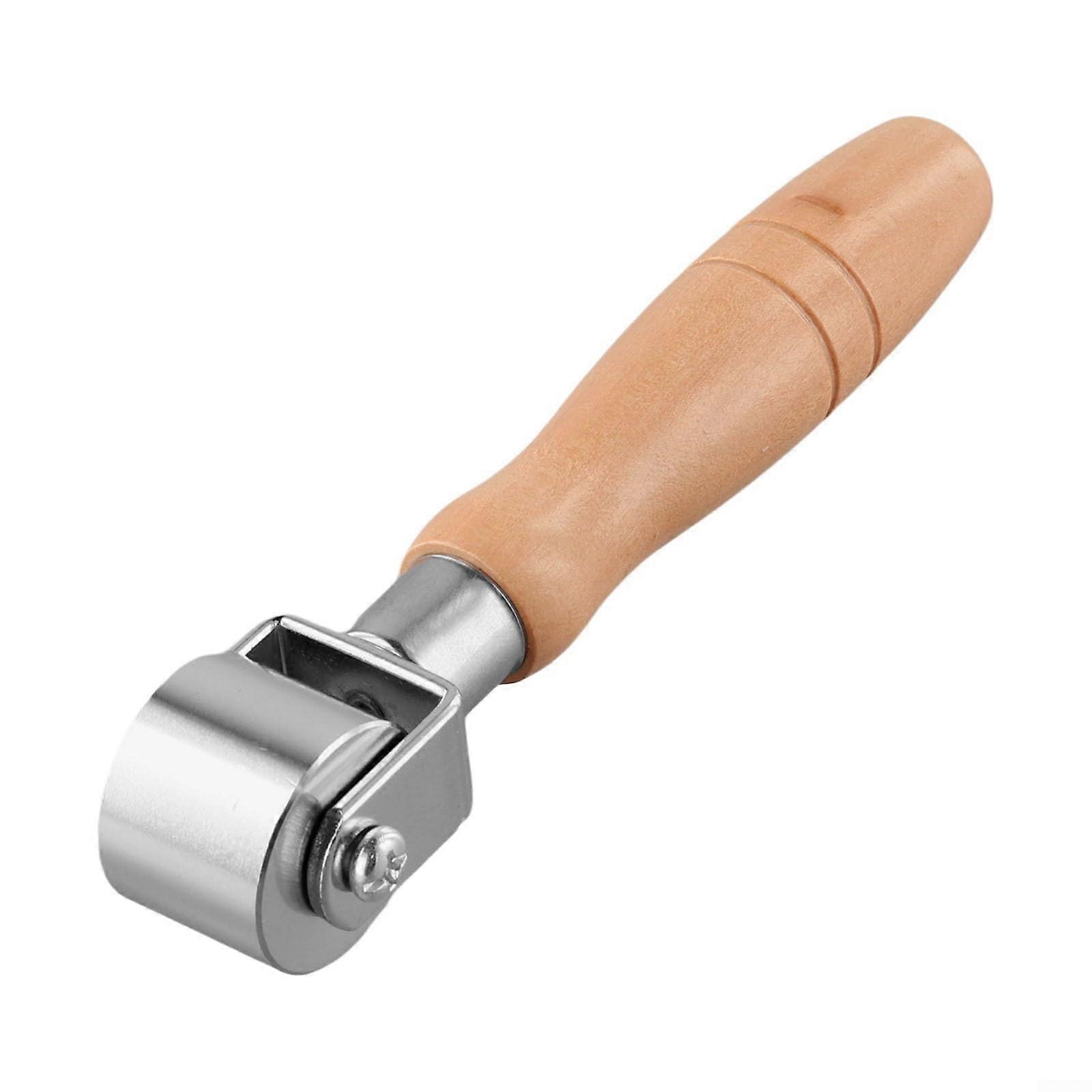 A practical tool with a sturdy wooden handle,  for smoothing edges on various crafting materials (small).