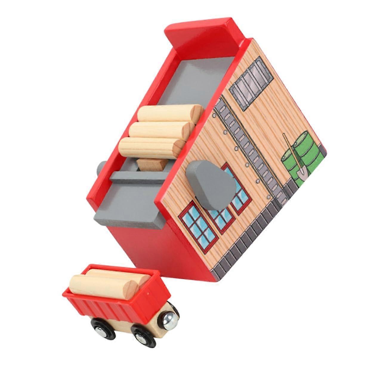 Wooden Train Set with Blocks for Kids, Creative Learning Toy