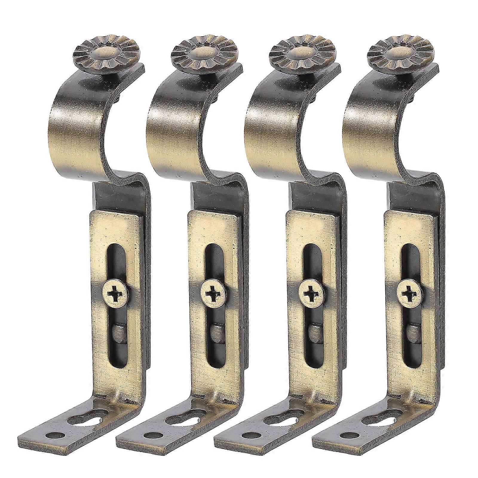 Golden Iron Curtain Rod Bases Set of 4 Pretty Shelf Brackets for Curtains Simple Design Durability