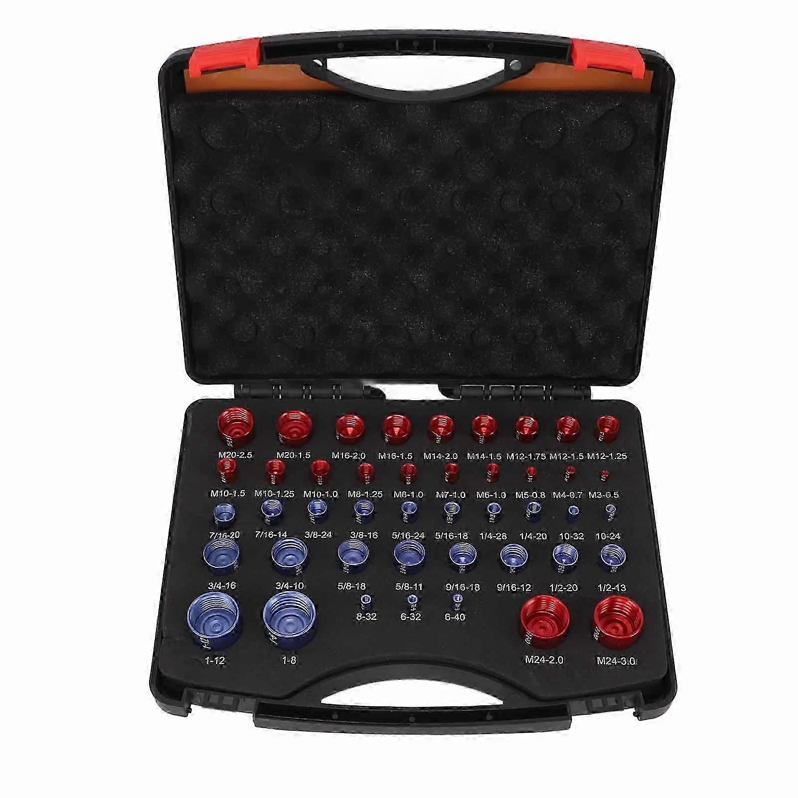 44pcs écrou et boulon Thread Checker rouge bleu écrou et boulon taille jauge pouce métrique écrou et boulon identificateur jauge ensemble
