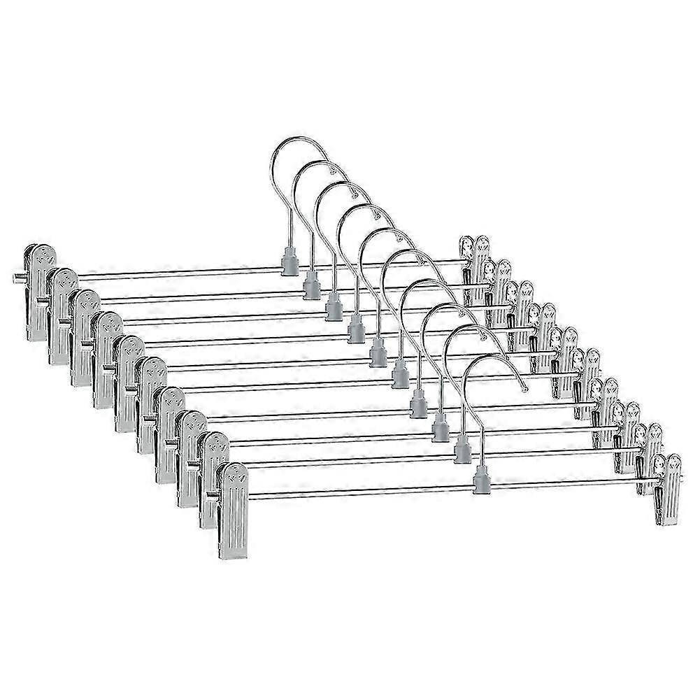 Space Saving Skirt Hangers with Clips - 10 Pack of Versatile Pants Hangers for Organizing Your Closet