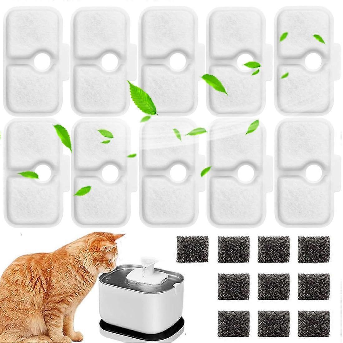 Cat Fountain Filter Pack of 10, Compatible with Petlibro 2, 5L Dockstream Models PLWF005, PLWF115, PLWF105, Sponge Material