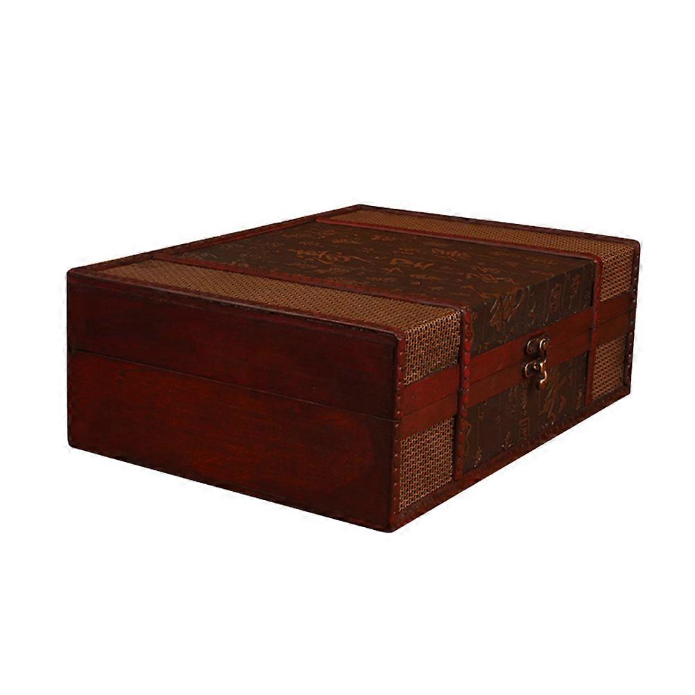 Desktop Box Dark Brown Versatile Storage Solutions Large Wood Box for Storage Use