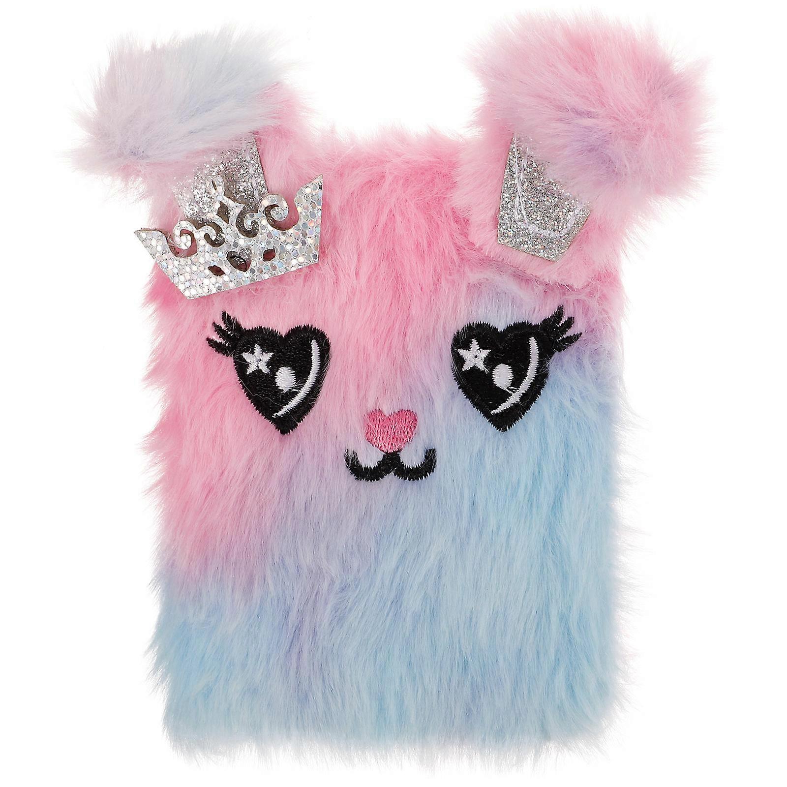 Cute Plush Cat Lined Diary Notebook with Cartoon Pattern – Soft Fuzzy Cover for Daily Journaling, Weekly/Monthly Planning, Ideal for Students and