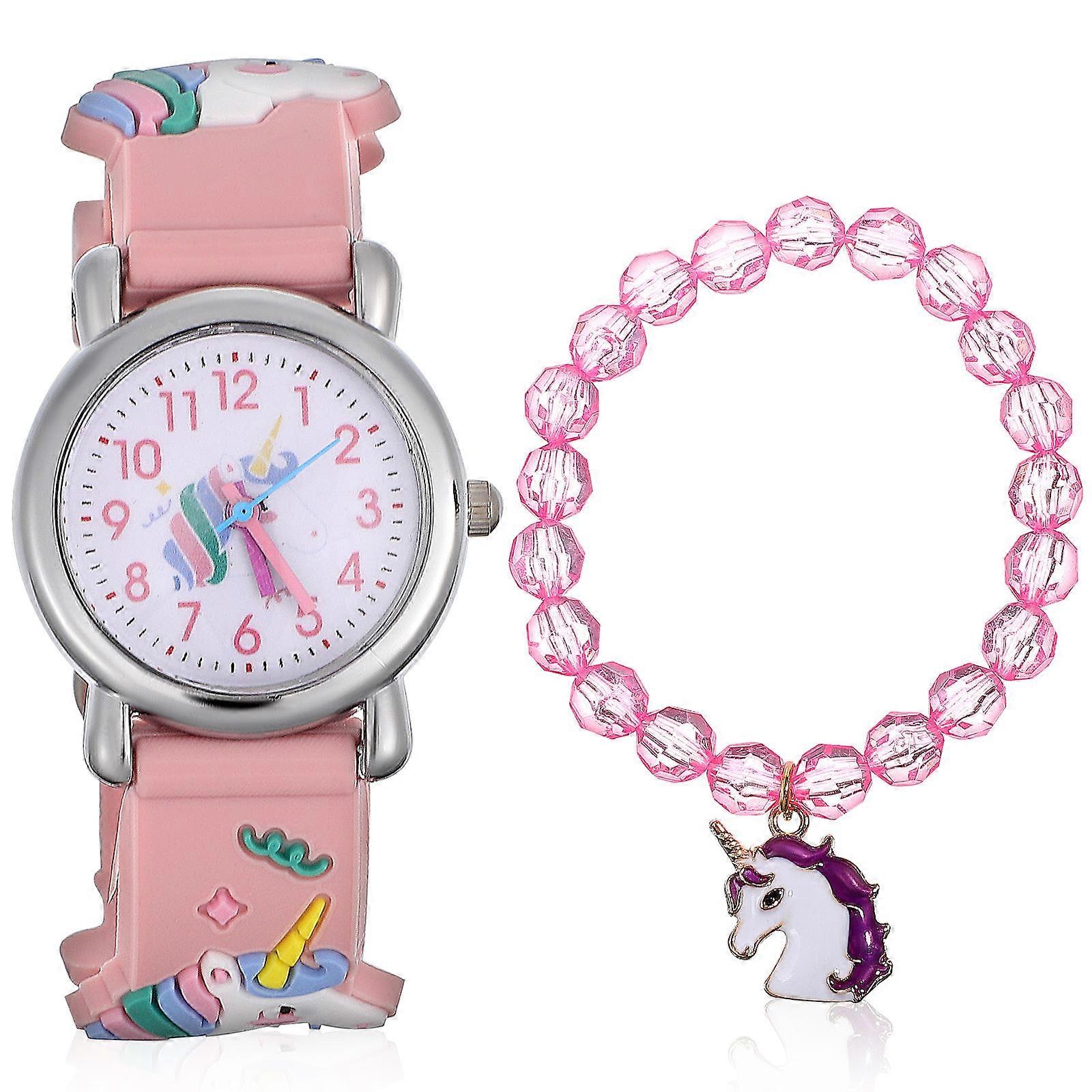 Unicorn Watch with Bracelet Set   Comfortable Strap, Easy Reading Dial, Cartoon Design for Birthdays and Special Occasions