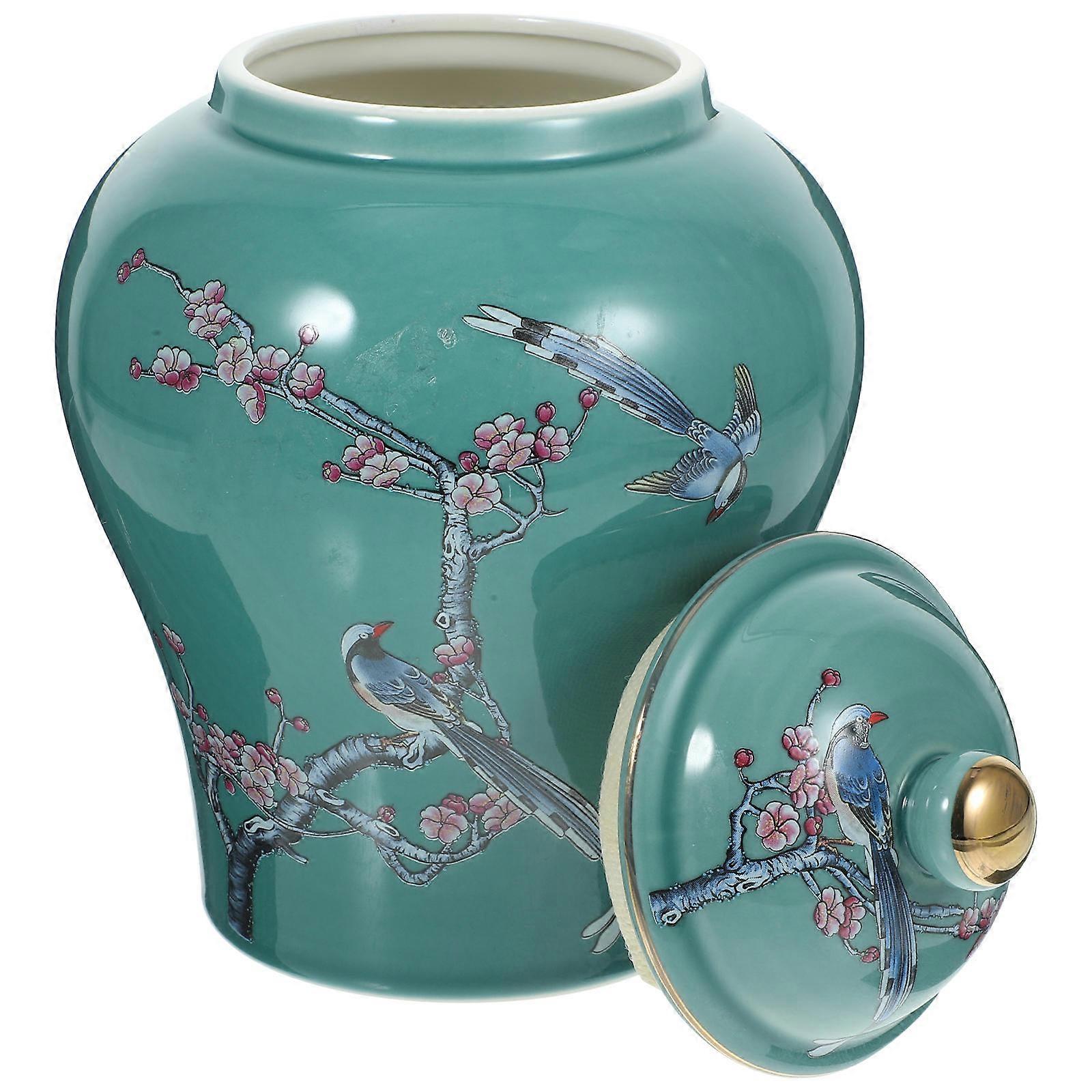 Sealed Jar Ceramics Dryness Preservation Green 19.5X13.8CM 1Set