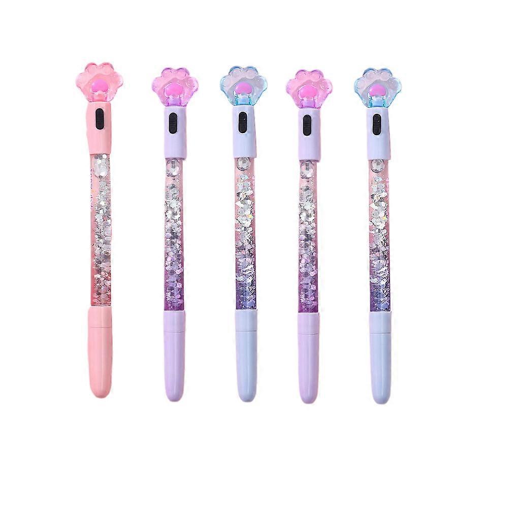 Glowing Cat Claw Gel Pens Smooth Writing Stationery Supplies for Office Random Color 5Pcs