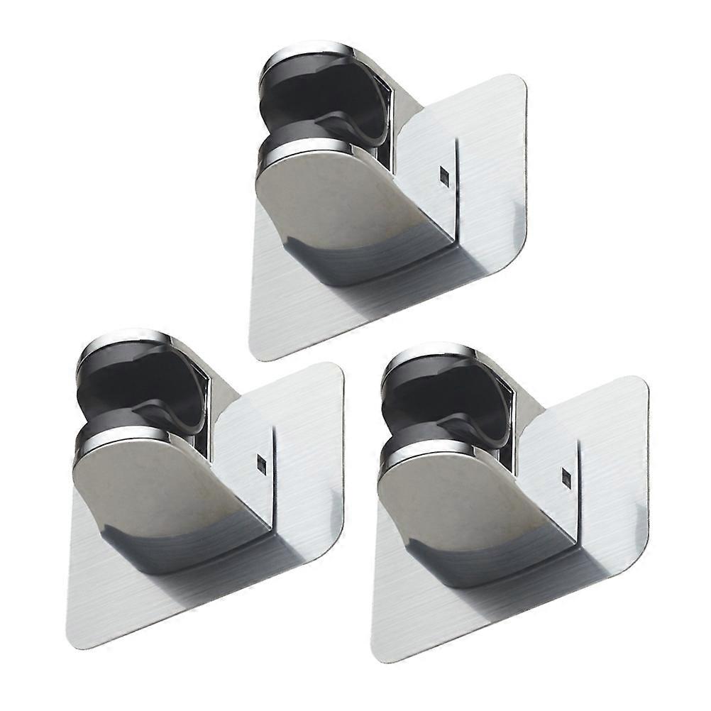 3pcs Shower Head Holder with Strong Adhesive Base – No Drill, Universal Nozzle Mount for Bathrooms – Silver