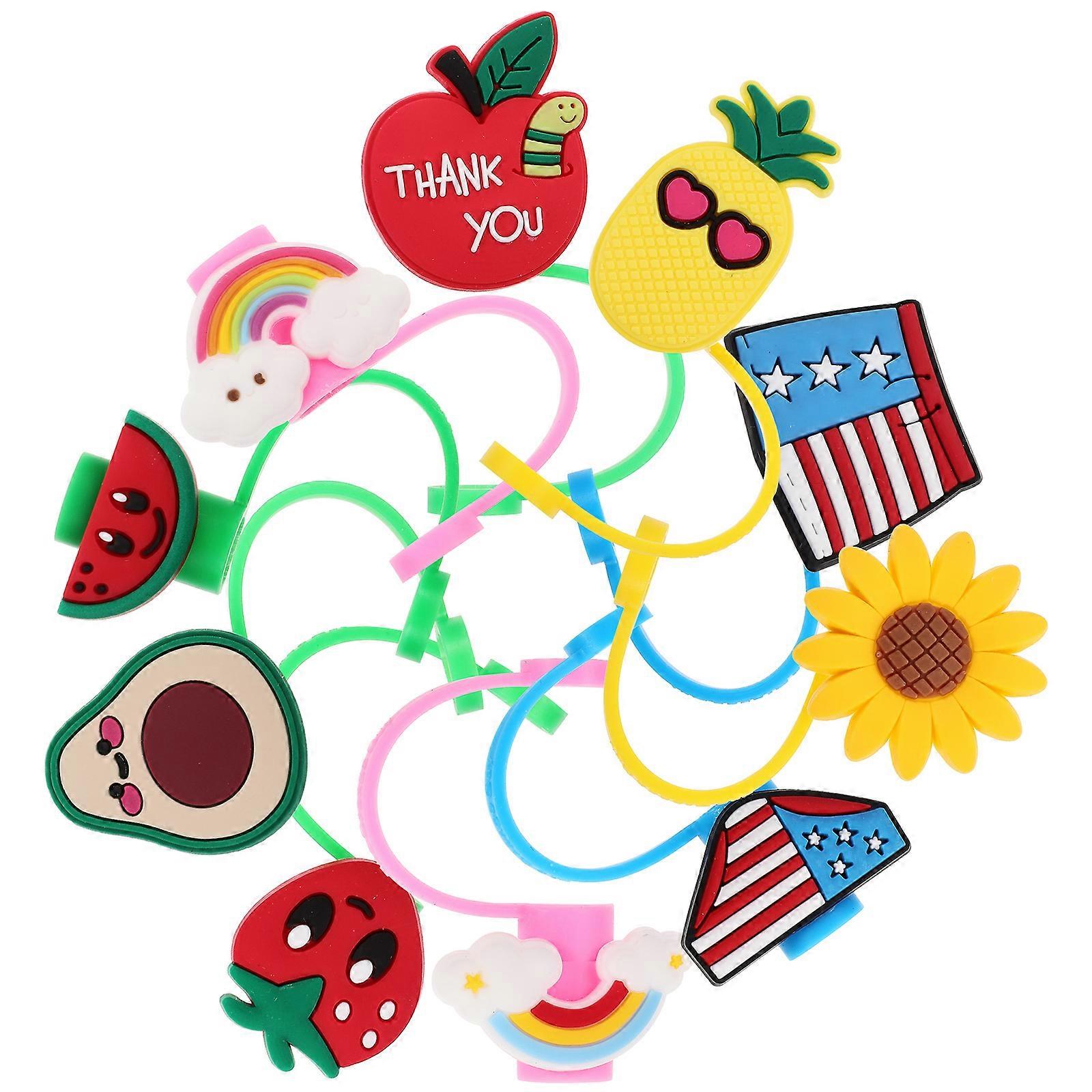 Cute Silicone Straw Covers for Daily Use Protect Your Straws from Dust 10pcs Assorted Color