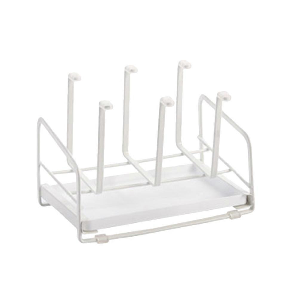 Creative Iron Mug Holder Stand for Kitchen & Home, White Vertical Cup Storage Rack for Drying Mugs, Glasses & Bottles, Scratch Resistant Display