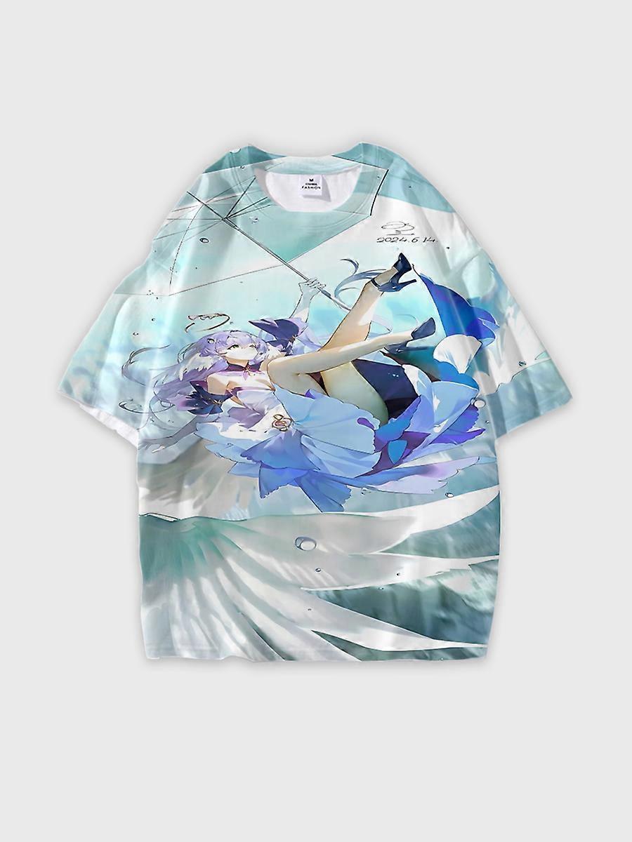 T-shirt round neck Role Pattern loose short sleeve D950