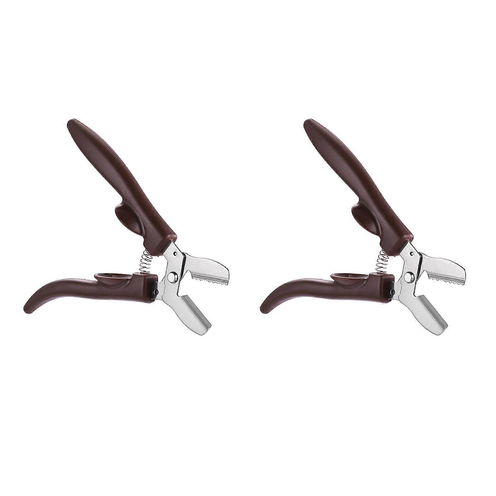 2Pcs Multifunctional Chestnuts Scissors Stainless Steel Nut Cracker Kitchen Tool for Walnuts Cutting and Slicing  brown