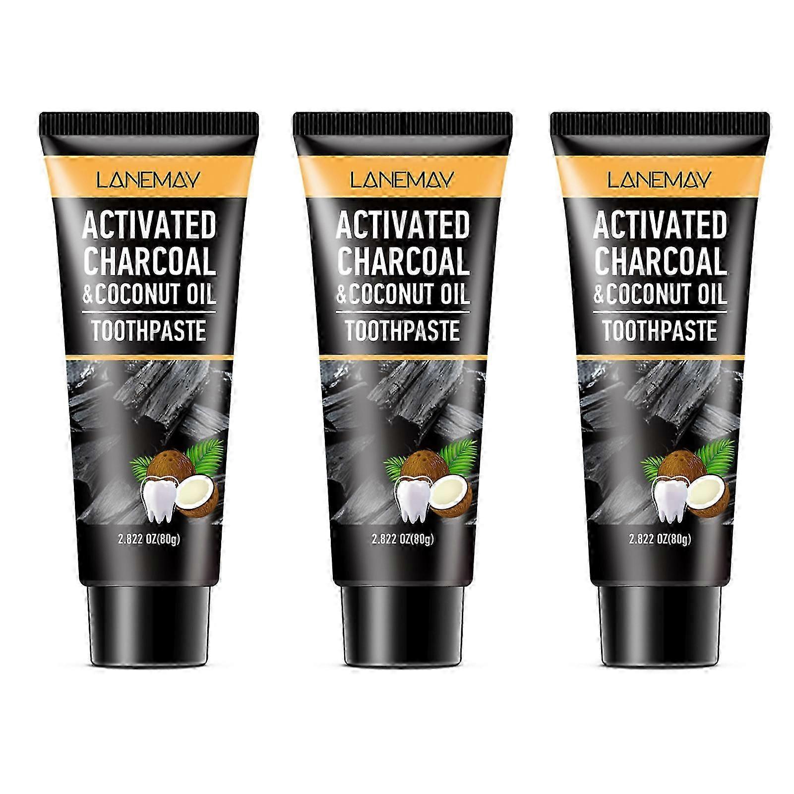Activated Charcoals Toothpaste with Coconuts Oil, Freshens Breath Reduces Plaque Fights Bad Breath Toothpaste, Tooth Care Products