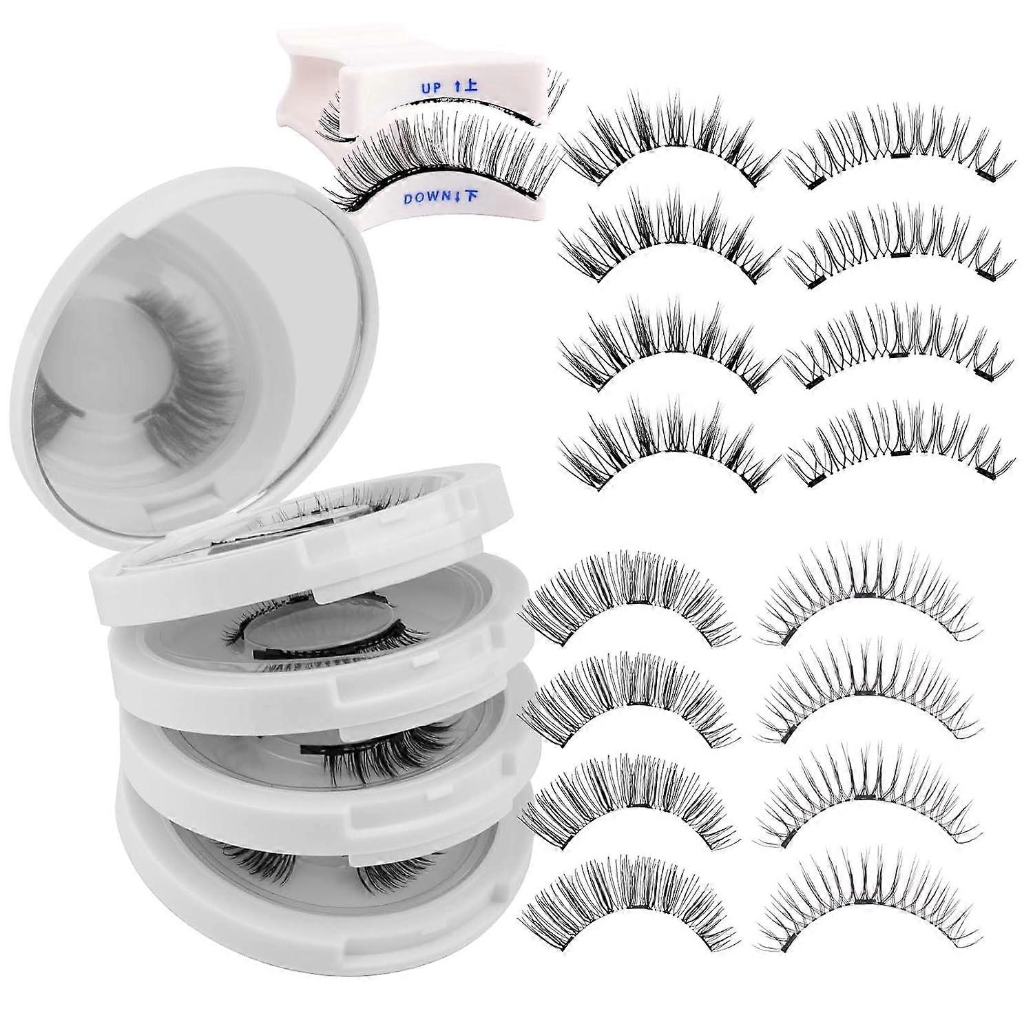 Magnetic Eyelashes with Applicator 4 Pairs Magnetic Eyelashes Natural Look No Glue Required Reusable Easy to Wear False Eyelashes (604+079+806+B