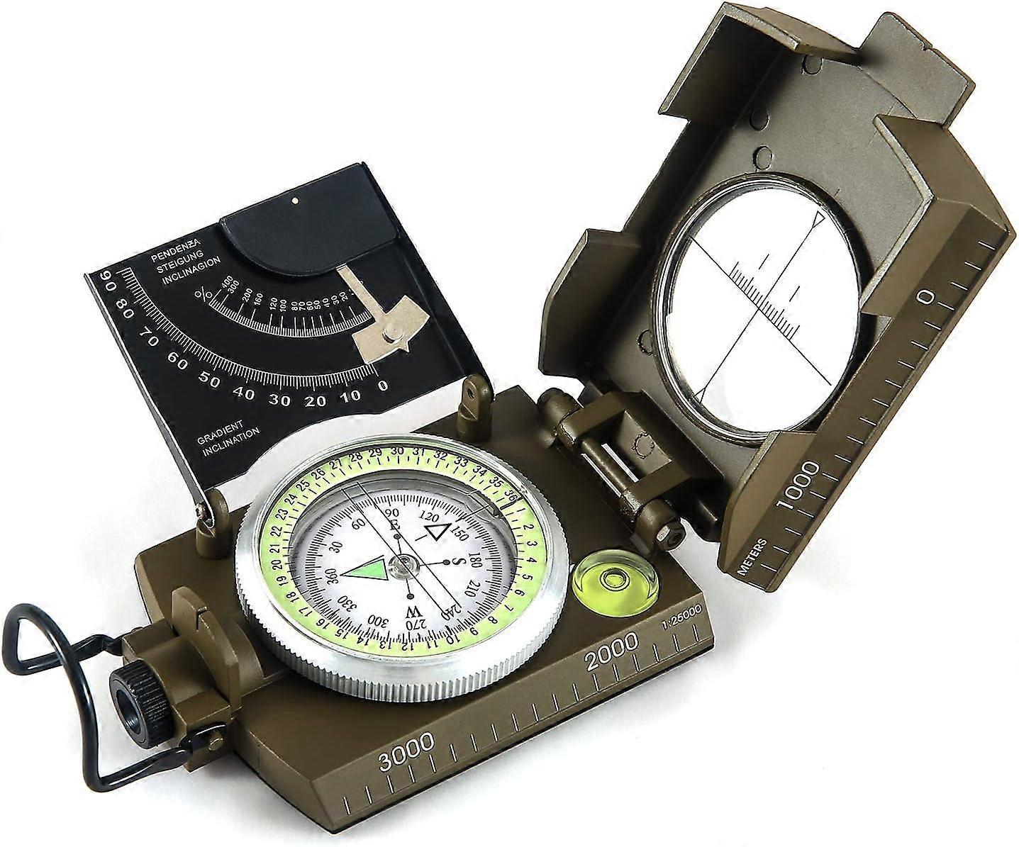 Multifunctional military aiming and navigation compass with inclinometer | Impact-resistant and waterproof compass for hiking and camping with i