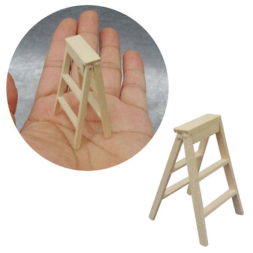 Miniature Dollhouse Ladders 2Pcs Simple And Creative Design For Kids Playing In 1:12 Houses Safe Wooden Structure
