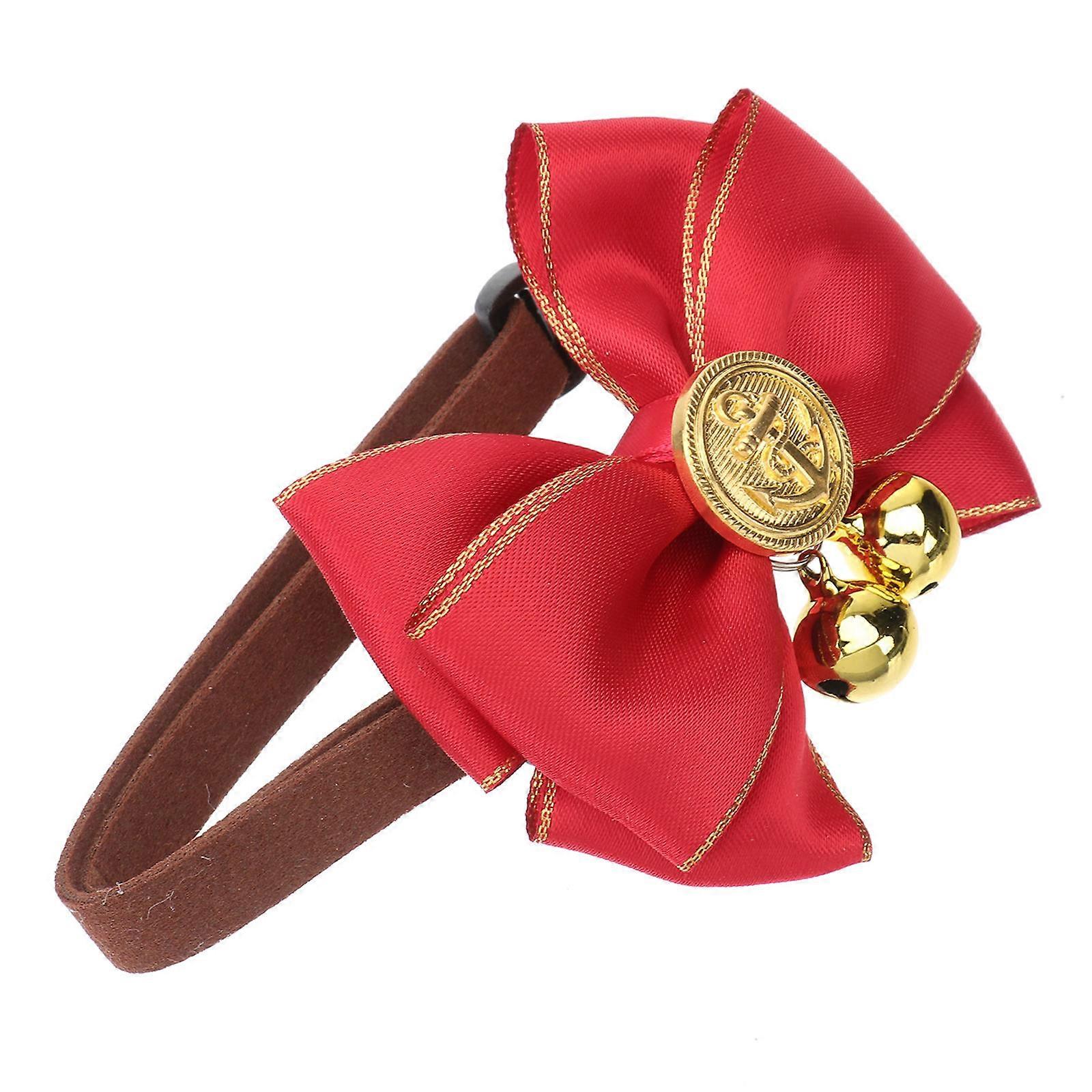 Chic Bow-knot Puppy Collar For Pet Dogs And Cats 7.9-11.8inch Red Bell Sound 1Pcs