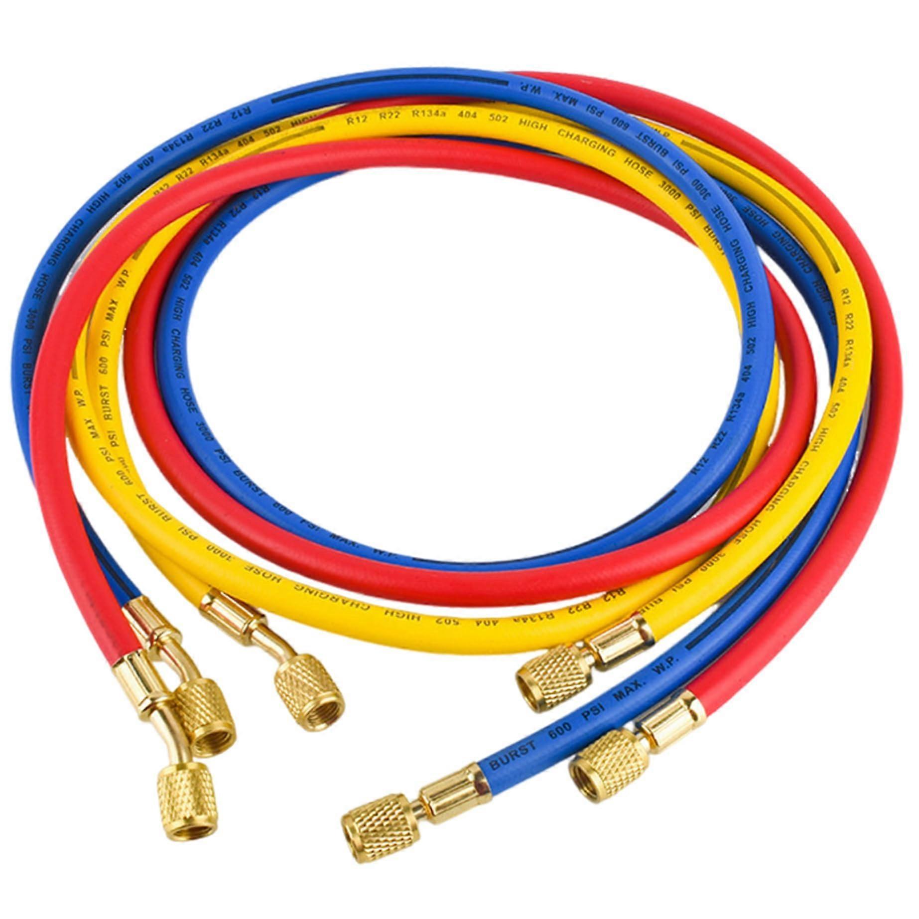 Refrigerant charging hose 3pcs R410A 35 inch 8004000psi with copper valve set Ref: 9324