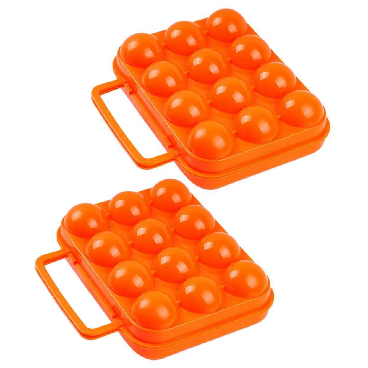 2 Pieces Outdoor Egg Boxes Portable Egg Containers for Camping Plastic Egg Holder Egg Capacity Stackable and Shockproof for Refrigerator and Travel