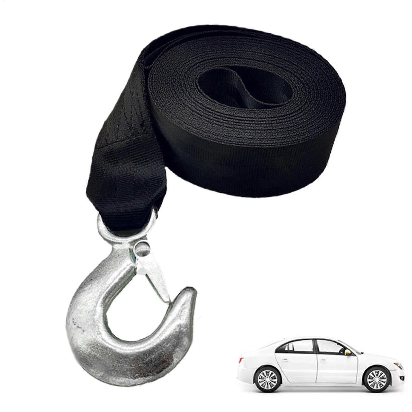 Boat Trailer Winch Strap with Hook, 4.5 kg Break Strength, 5.1 x 50.8 cm Portable Tow Strap for ATV and Auto Towing