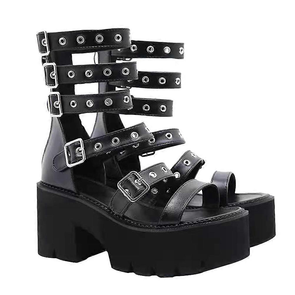 Comfortable Thick Bottom Sandals Durable Female Shoes Elegant Design Black 6UK 1 Pair Suitable For Weddings Appointments And Nightclubs