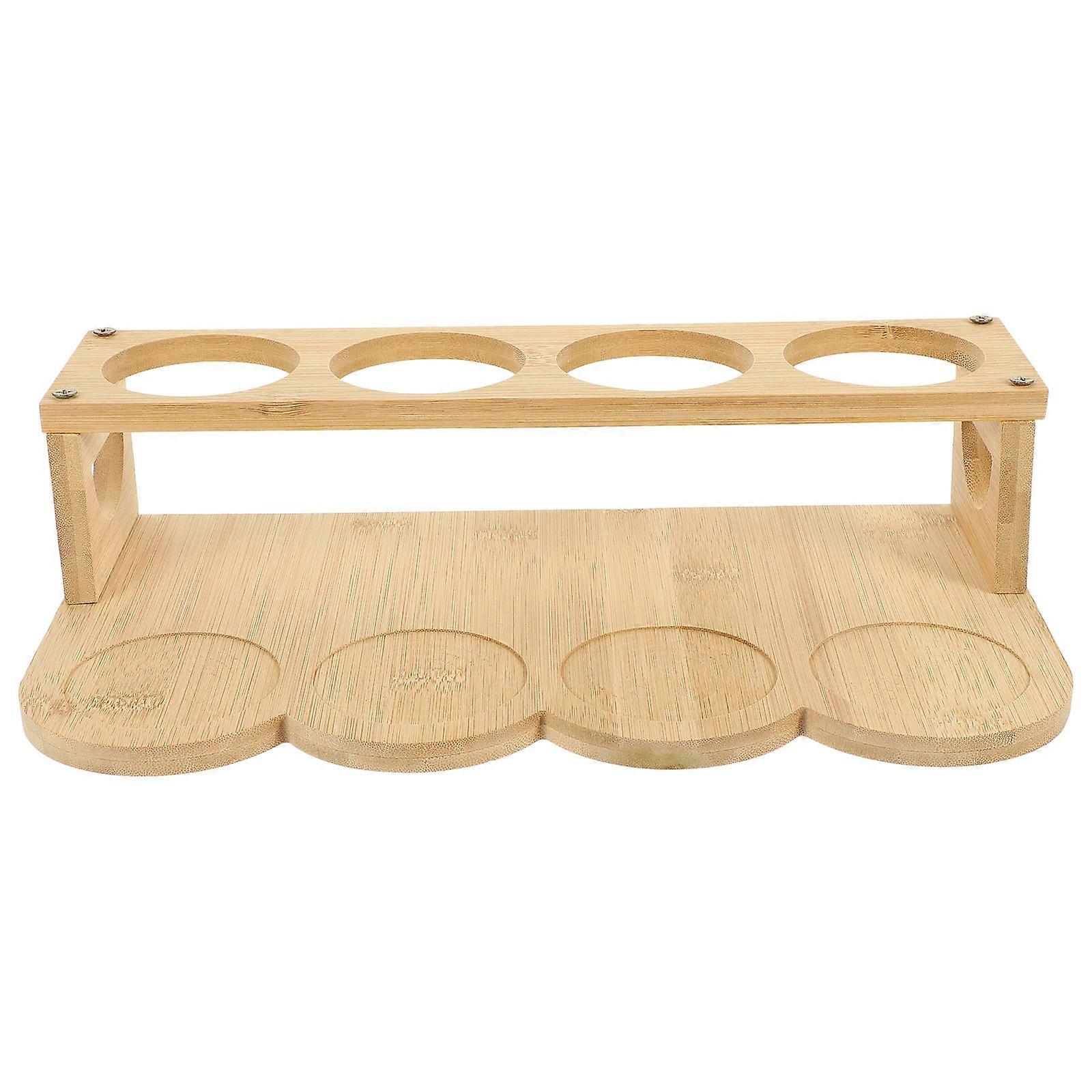 Bamboo Double Tier Display Shelf for Spice Bottles and Seasoning Jars with Non Slip Design 8 Bottle Capacity
