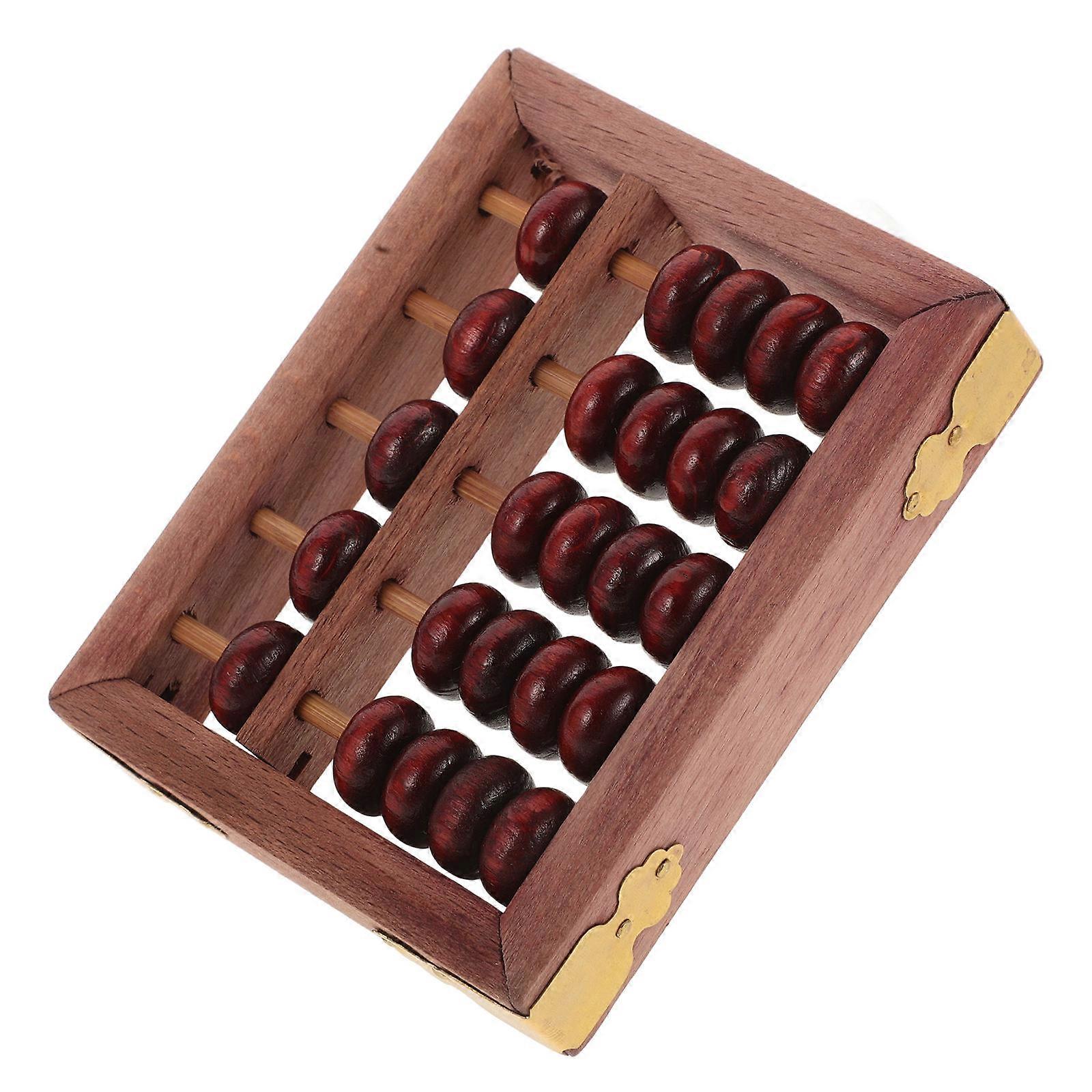 Retro Abacus for Kids with Beech Wood Beads Portable Math Learning Toy 5 Column Beads