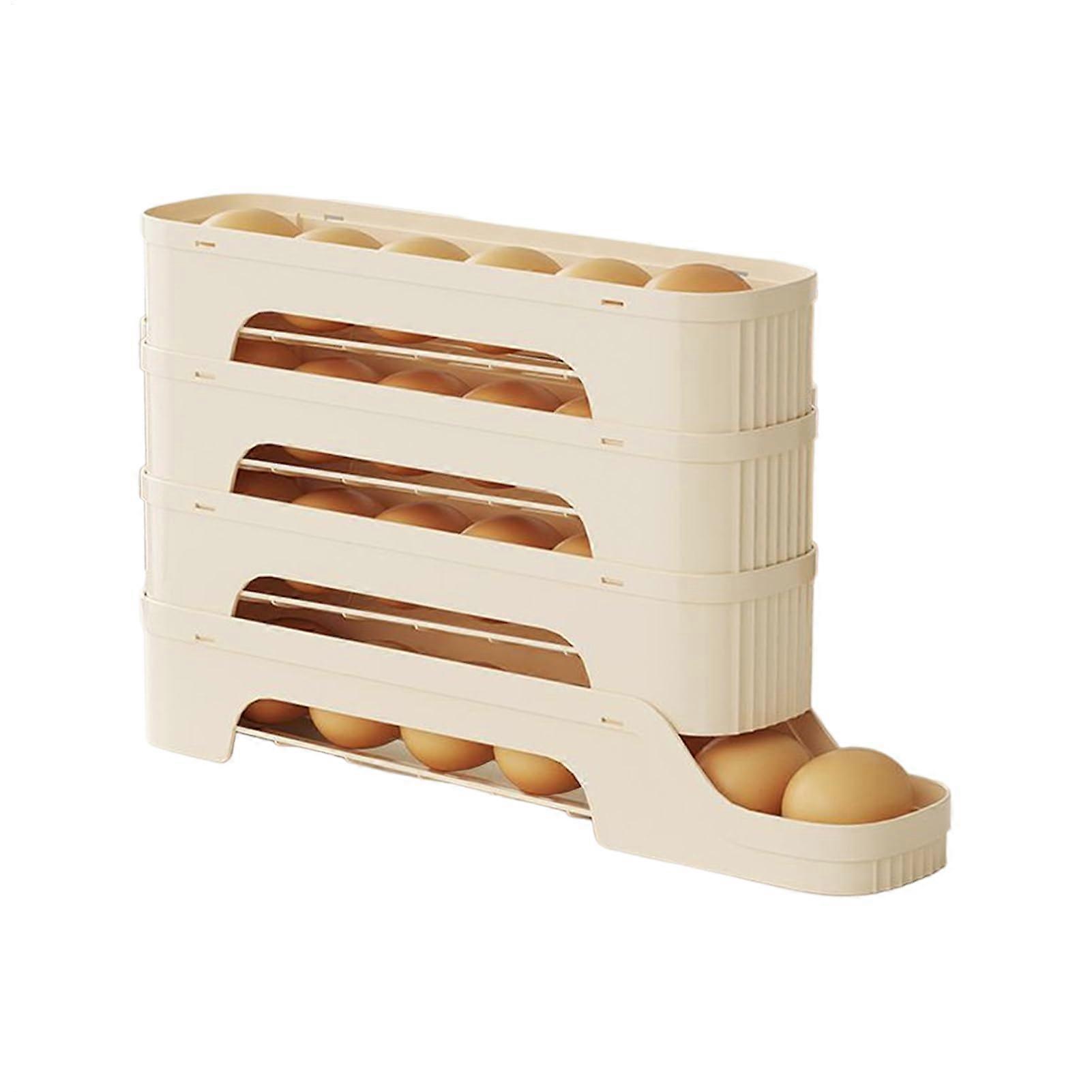 Egg Organizer Rolling Egg Dispenser, Ventilated Multi-Tier Kitchen Storage, Automatic Egg Storage, 4-Shelf