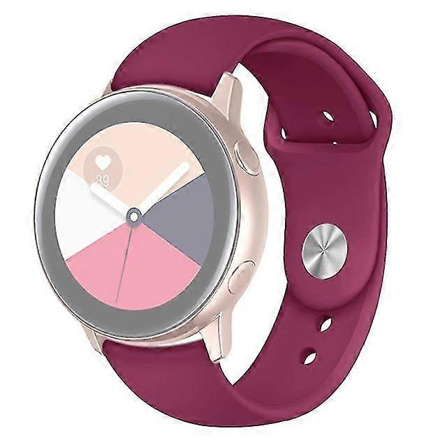 Solid colour silicone strap watch for Galaxy Watch Active 2 Size S Red Wine