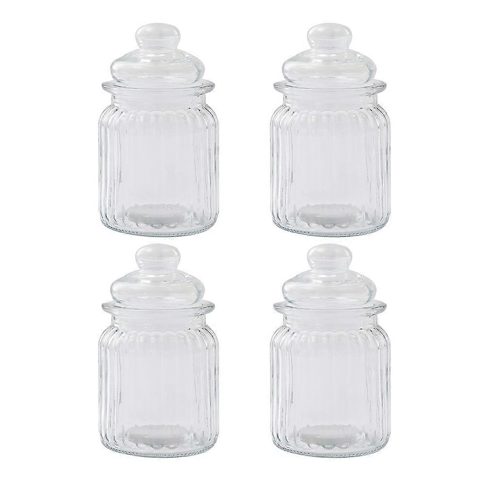 Transparent Food Canister 4Pcs 230ml Glass Storage Jars For Kitchen Storage Food Preservation Square Shape